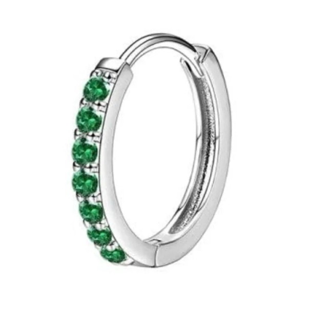 1 buc piercing circular argintiu cu decorare verde 0,8 mm x 6 mm x 10 mm din oțel inoxidabil chirurgical pentru urechi sensibile 1