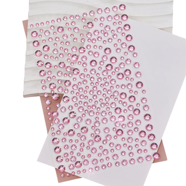 1 feuille de pierres autocollantes pour le visage Bijoux 3 4 5 mm Mix pour le maquillage de mariage et de soirée Festivals Carnavals Bal et décorations de maquillage originales rose