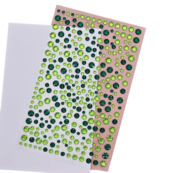 1 feuille de pierres autocollantes pour le visage Bijoux 3 4 5 mm Mix pour le maquillage de mariage et de soirée Festivals Carnavals Bal et décorations de maquillage originales vert