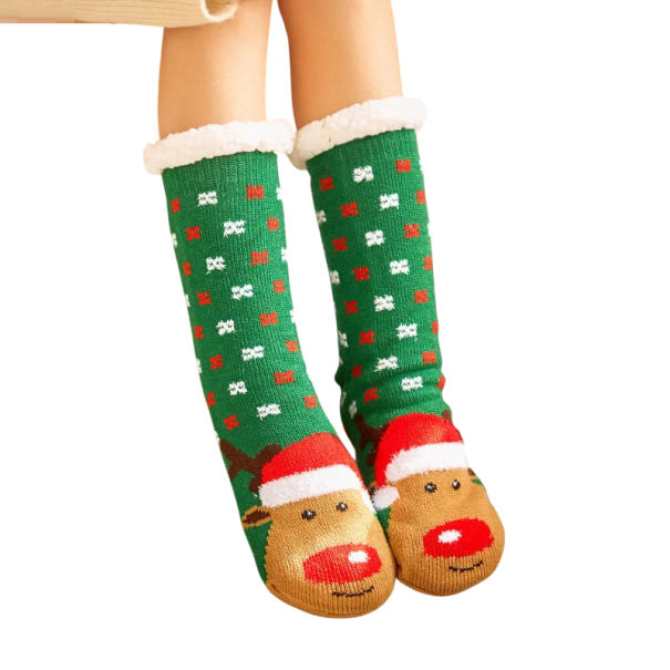 1 paar sokken met sneeuwvlokken en een hertmotief EU 35–42 Warme winterse sokken Zachte verwarmende katoenen kleding Comfortabel dragen met een kerstpatroon 1