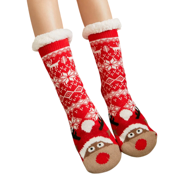 1 paire de chaussettes avec motif de Noël et impression de cerf EU 35–42 Chaussettes d'hiver chaudes Vêtements en coton doux et chaud Confort 1