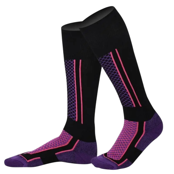 1 par de calcetines de esquí de invierno de algodón Talla 33–45 Calcetines deportivos altos reforzados y cálidos para hombres, mujeres y niños Calcetines de senderismo rosa