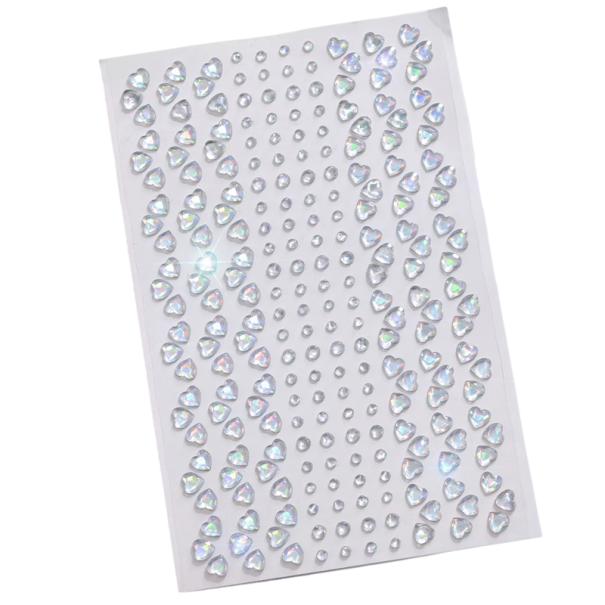 1 Sheet of Self-Adhesive Heart-Shaped Gems for Face Jewellery 3 4 5 mm Mix for Wedding Makeup Parties Festivals and Creative Make-up 1
