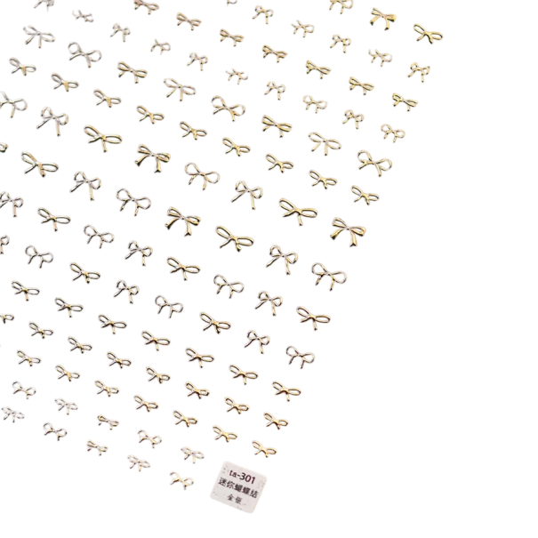 1 Stk. Nagelsticker mit Schleifen 3D Design Nail Art Aufkleber Süße selbstklebende Dekorationen für Nägel DIY Zubehör zum Dekorieren golden