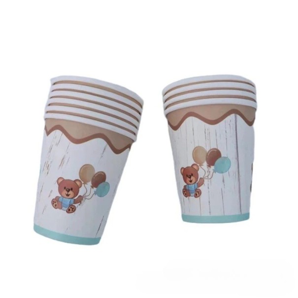 10 buc. Pahare de hârtie cu ursuleț și baloane Pahare de petrecere pentru băuturi Decorațiuni pentru baby shower și petrecerea de naștere a copiilor 1