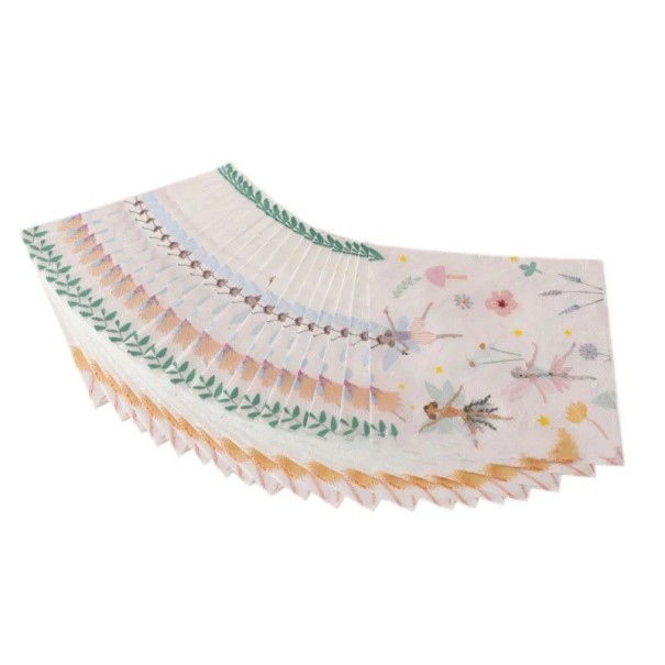 10 bucăți Servetele din hârtie cu zâne și flori Servetele decorative cu zâne Servetele de petrecere pentru masă decorare aniversară 1