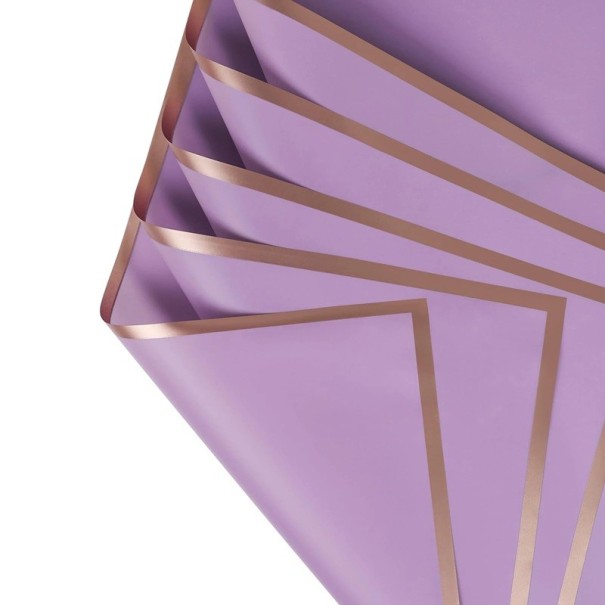 10 feuilles de papier cadeau imperméable 58 x 58 cm pour fleurs avec bords dorés Emballage élégant pour bouquets Différentes couleurs Idéal pour les mariages et les anniversaires violet clair