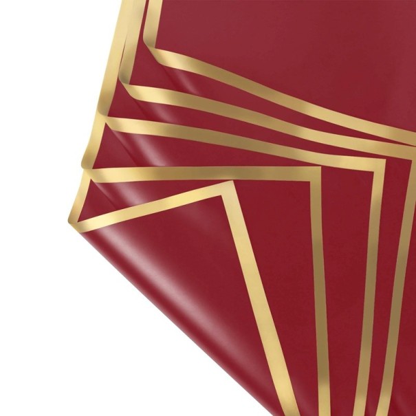 10 foi de hârtie de ambalaj rezistentă la apă 58 x 58 cm pentru flori cu margini aurii Ambalaj elegant pentru buchete Culori diverse Ideal pentru nunți și aniversări burgundy