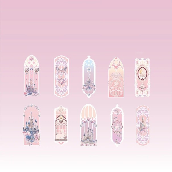 10 kpl kirjanmerkkejä 12 x 5 x 0,1 cm Läpinäkyvät PVC-kirjanmerkit hienolla koristeella Tyylikäs lukemisen lisävaruste vaaleanpunainen