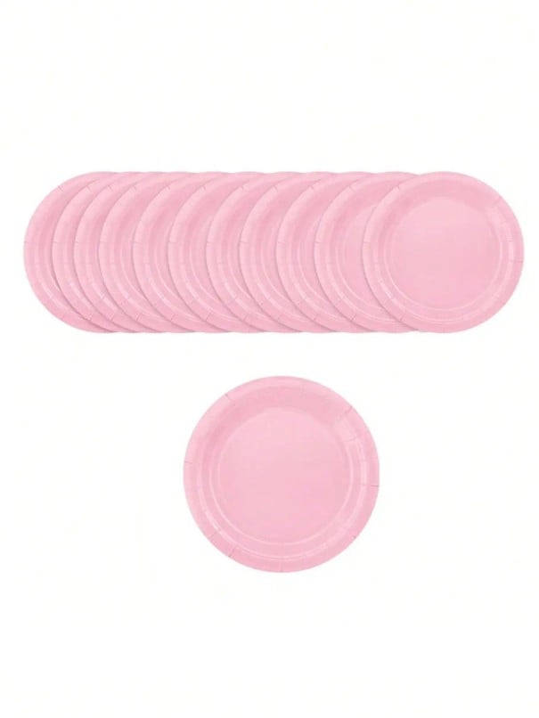 10 ks Jednorázové taniere 17,8 cm Svetloružové papierové party taniere Jednofarebné taniere na narodeniny baby shower svadbu oslavu 1