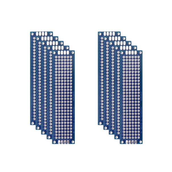 10 ks prototypová doska plošných spojov 2 x 8 cm Oboustranné univerzálne PCB dosky pre spájkovanie DIY projekty Elektronické obvody 1