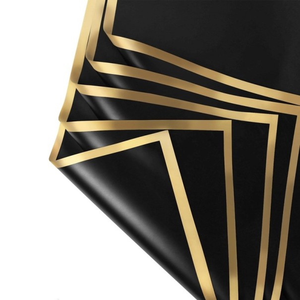 10 listů voděodolného balicího papíru 58 x 58 cm na květiny se zlatými okraji Elegantní obal pro kytice Různé barvy Ideální na svatby a narozeniny černo-zlatá