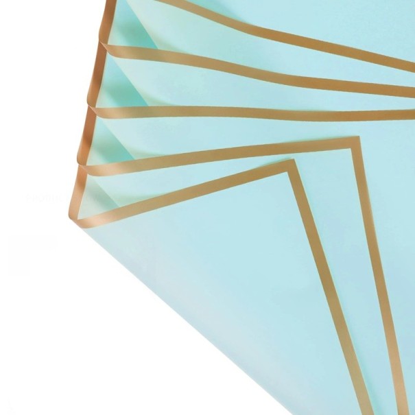 10 listů voděodolného balicího papíru 58 x 58 cm na květiny se zlatými okraji Elegantní obal pro kytice Různé barvy Ideální na svatby a narozeniny modrá