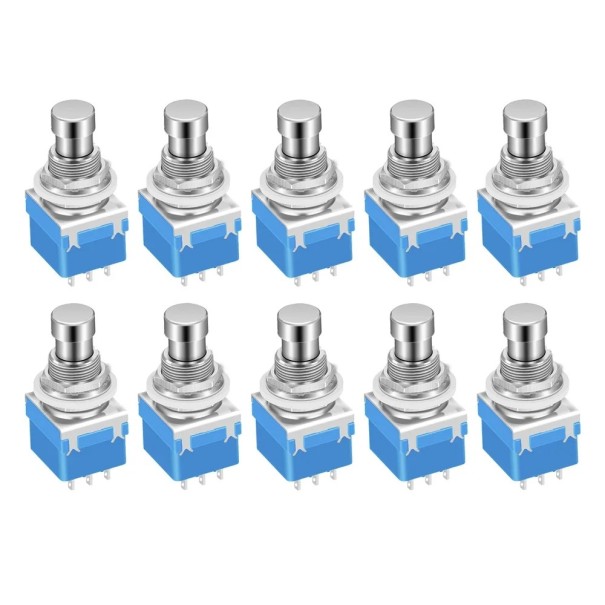 10 Pack Foot Switches for Guitar Effects 9-Pin Latching ON-ON Button with Soldering Terminals Metal Switch for Pedalboard and DIY Projects 1