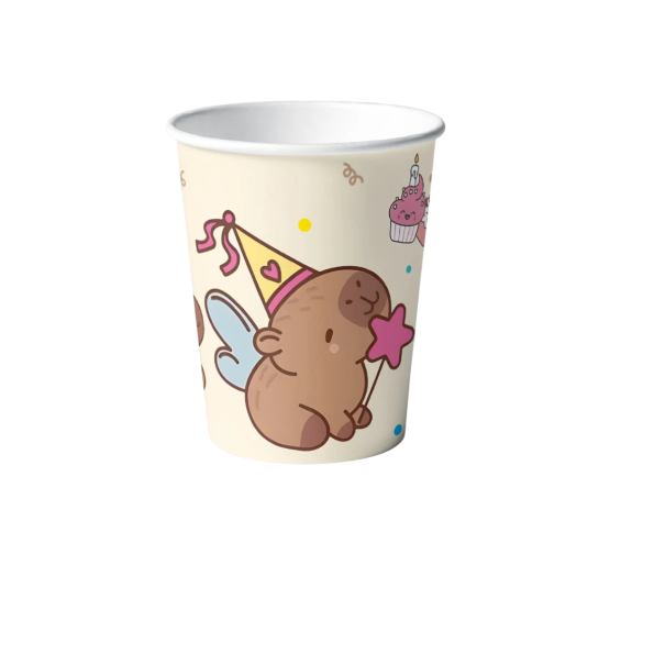 10 Pack Paper Cups 8.2 × 7.4 × 5.3 cm Capybara with Birthday Hat and Magic Wand Party Cups for Drinks 1