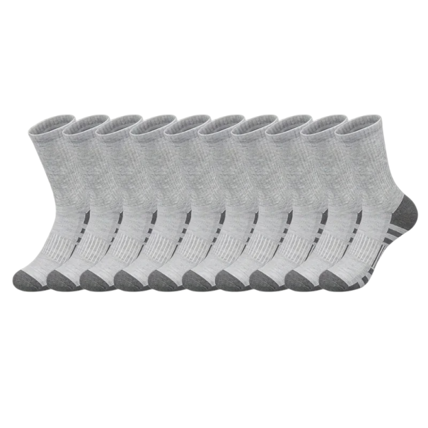 10 pár unisex sportzokni 38-45 EUR klasszikus, légáteresztő, csúszásmentes kültéri kényelmes elasztikus mindennapi viselet szürke