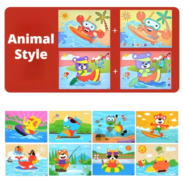 10 pcs 3D EVA espuma autocolante Puzzle jogo Animais desenhados DIY Brinquedos educativos para crianças Aprendizagem Presentes artesanais criativos Montagem divertida 17,5x13 cm 1