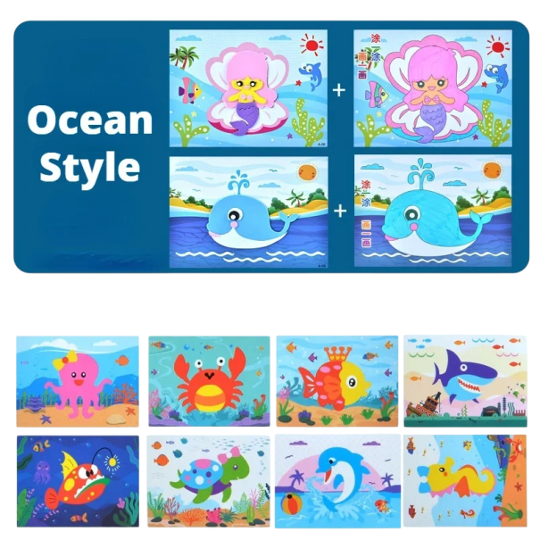 10 pcs 3D EVA espuma autocolante Puzzle jogo Animais marinhos DIY Brinquedos educativos para crianças Aprendizagem criativa Montagem divertida Presentes 17,5x13 cm 1