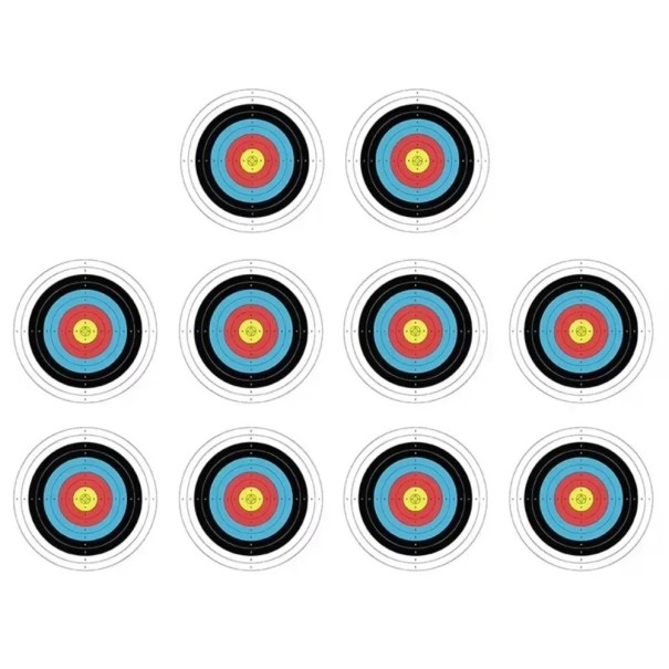 10 pcs Archery Targets 40 x 40 cm Round Paper Professional Targets Scoring 1–10 Central Crosshair 1