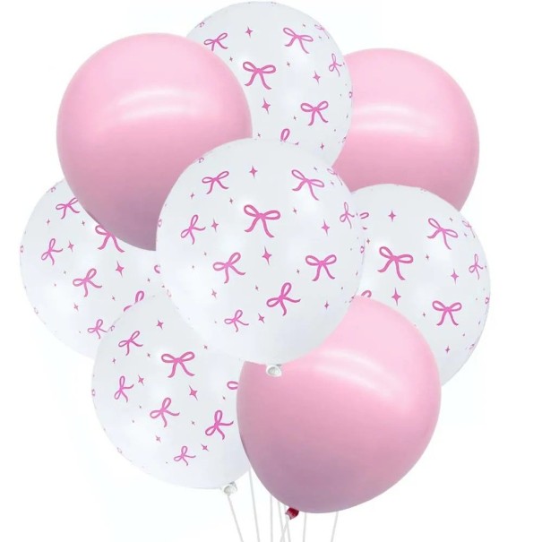 10 pcs Ballons de fête Roses et blancs avec des nœuds Ballons en latex pour décoration d'anniversaire décoration de fête 1