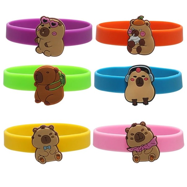 10 pcs Children's Rubber Bracelets Capybara Colourful Bracelets with Rubber Capybara Various Designs of Capybaras Party Gifts for Children 1