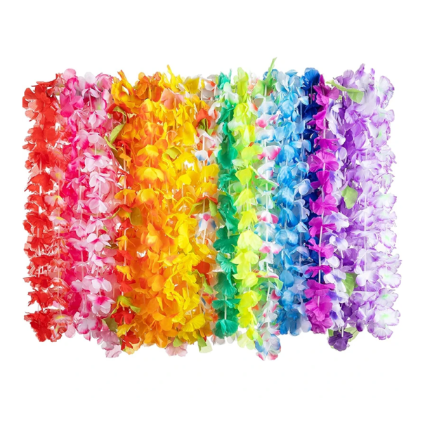 10 pcs Colar de flores havaianas de plástico com flores artificiais para o pescoço Decoração de Verão Tropical Casamento Aniversário Festa 1