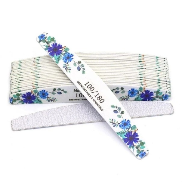10 pcs Limas Profissionais para Unhas 17,8 x 2,8 x 0,2 cm Lixa de Madeira com Papel Abrasivo para Manicura e Pedicura azul