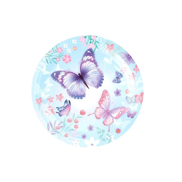 10 pcs Paper Plates 17.8 cm Butterfly Design Disposable Party Plates for Desserts Cake and Snacks Tableware for Children's Birthday Celebration 1