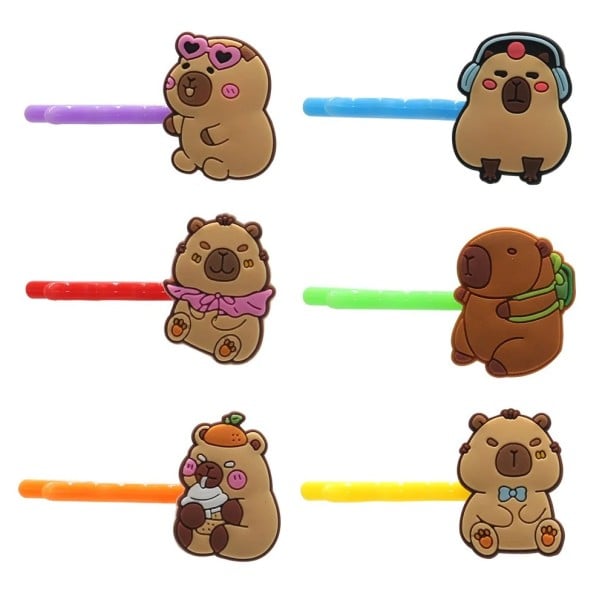 10 pcs Pinces à cheveux colorées pour enfants Kapybara Pinces à cheveux avec une petite kapybara en caoutchouc Accessoires capillaires mignons 1