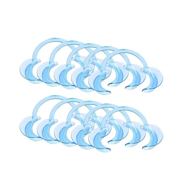 10 pcs Rétracteurs buccaux en plastique en forme de C 72 x 63 mm ouvre-bouche pour soins dentaires et réparations dentaires bleu