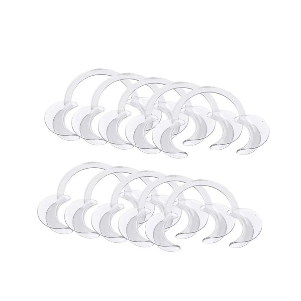 10 pcs retratores faciais em forma de C plásticos 118 x 85 mm abridores de boca para tratamento dentário e reparação de materiais dentários branco