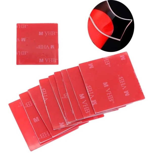 10 pcs Transparent Acrylic Double-Sided Adhesive Tape Square Waterproof Self-Adhesive Pads 50x50 mm Transparent Adhesive Without Drilling 1
