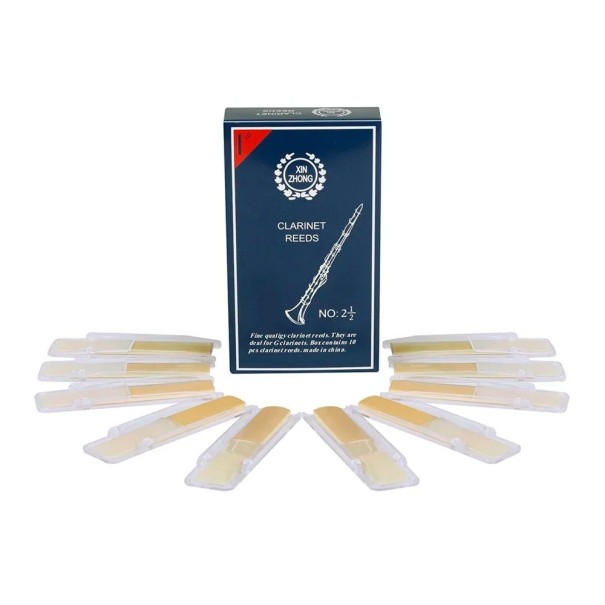 10 Pieces of Clarinet Reeds 8 x 1.6 x 0.37 cm Size 2.5 Medium Hardness Cane Accessories for Musical Instruments Suitable for Bb Tuning 1