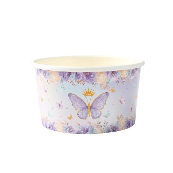 10 pz Ciotole di carta viola 9,5 × 5,2 × 8 cm Motivo farfalla Ciotole per feste per dolci, caramelle e snack Stoviglie monouso per feste per bambini 1