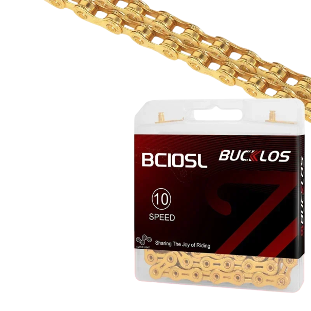 10 rychlostní řetěz na kolo 1/2" x 11/128" 116 článků dutý ultralehký s rychlospojkou MTB silniční Shimano Sram zlatá