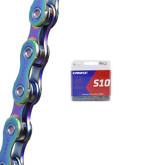 10 rychlostní řetěz na kolo TANKE S10 1/2" x 11/128" 116 článků stříbrný s rychlospojkou MTB silniční vícebarevná