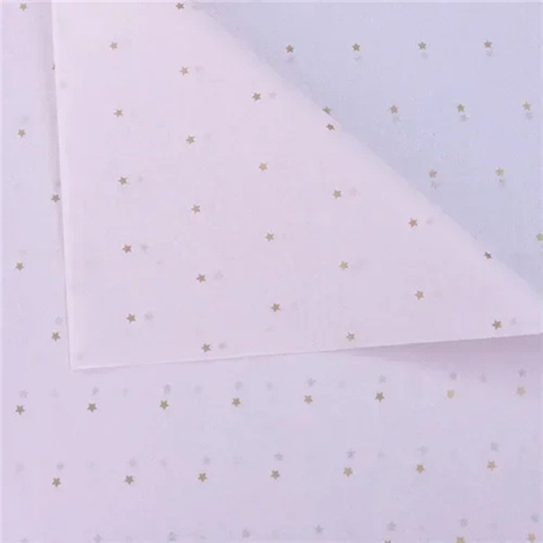 10 Sheets of Silk Wrapping Paper 50 x 70 cm Gold Stars on Pink Background Elegant Gift Wrap for Weddings, Celebrations and Creative DIY Decorations 1