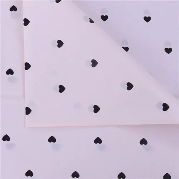 10 Sheets of Silk Wrapping Paper 50 x 70 cm With Heart Pattern on Pink Background Various Colours Floral Paper for Gifts, Weddings and DIY Decorations black
