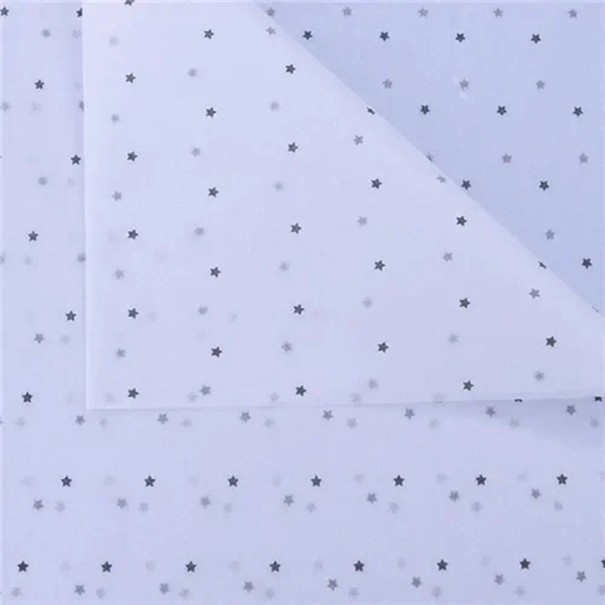 10 Sheets of Silk Wrapping Paper 50 x 70 cm with Star Pattern on White Background Various Colours Elegant Gift Paper for Weddings, Celebrations and DIY black