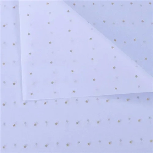 10 Sheets of Silk Wrapping Paper 50 x 70 cm with Star Pattern on White Background Various Colours Elegant Gift Paper for Weddings, Celebrations and DIY gold