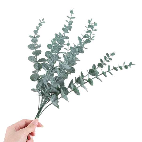 10 st konstgjorda eukalyptusgrenar 38cm gröna löv Kransdekoration Bukett Bröllopsarrangemang Heminredning Blommor DIY-projekt