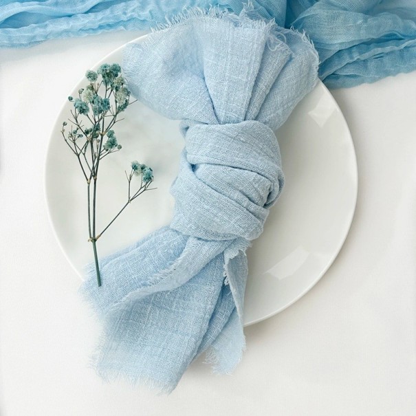10 Stück Baumwollservietten mit Fransen 32 x 32 cm 100% Baumwolle Einfarbige Stoffservietten für Tischdecken im Boho-Stil blau