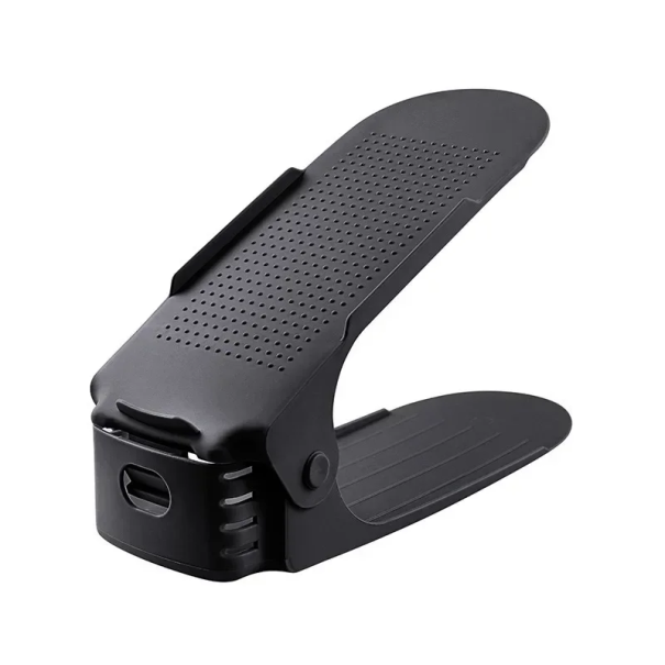 10 Stück Doppelter Schuhständer 25,5 cm Verstellbarer Organizer für den Schrank Kunststoffschuhhalter zur Platzersparnis Schuhregal schwarz