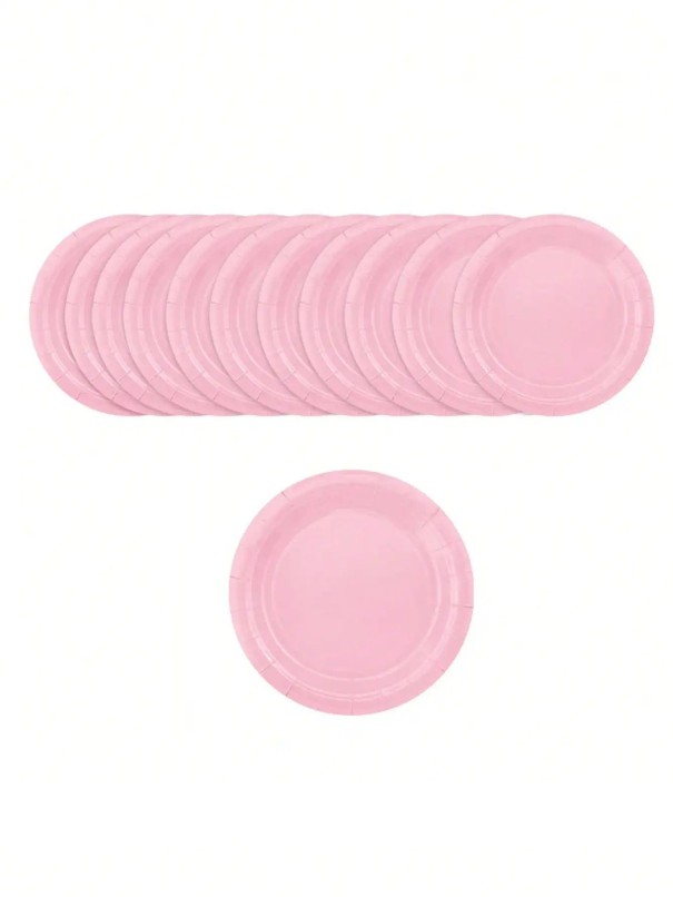 10 Stück Einweg-Teller 22,6 cm Hellrosa Papierpartyteller Einfarbige Teller für Geburtstage Baby Shower Hochzeiten Feiern 1