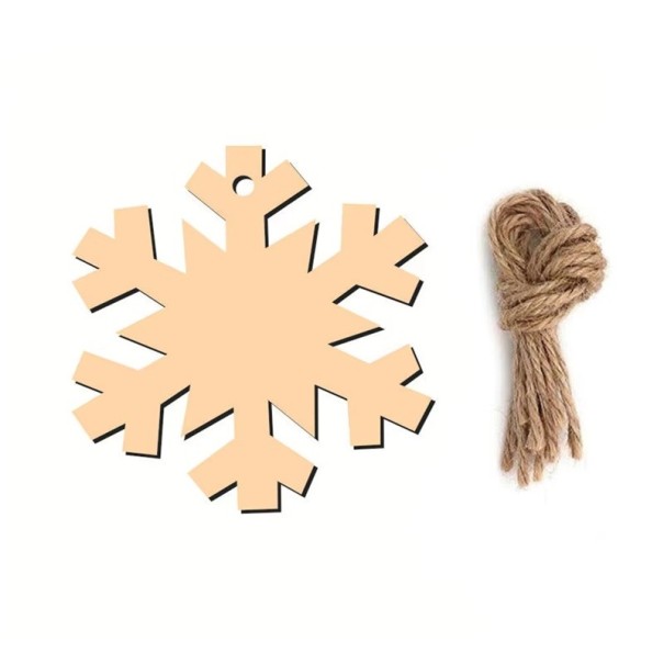 10 Stück Holzschneeflocke 8 x 8 cm Leere Platten zum Malen Weihnachtsdekorationen zum Aufhängen Christbaumanhänger Dekoration 1