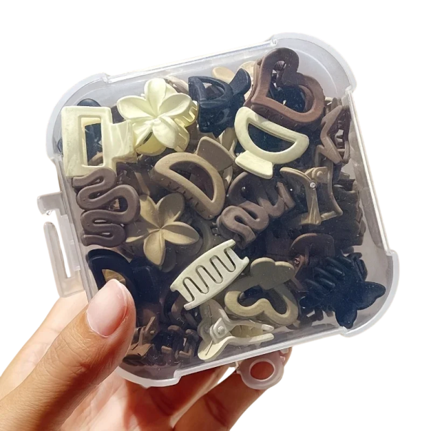 10 Stück Mini Haarklammern 2,5 cm Mix Farben Beige Braun Schwarz Verschiedene Formen Kleine Haarklammern für Frisuren Damenaccessoires 1