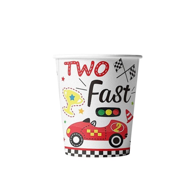 10 Stück Pappbecher 8,5 cm Two Fast Rotes Rennauto Partybecher für Getränke zur Kindergeburtstagsfeier Rennsportdekoration 1