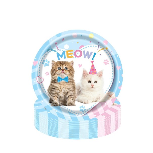 10 stuks Papieren feestborden 17,8 cm Borden met kattenmotief Wegwerp borden voor taart en desserts voor kinderverjaardagsfeest 1
