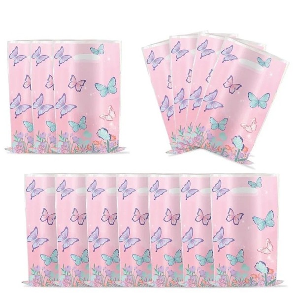 10 stuks Plastic tasjes met vlinders Feest cadeauzakjes voor snoepjes en kleine cadeaus Tasjes voor gasten op het kinderfeestje 1