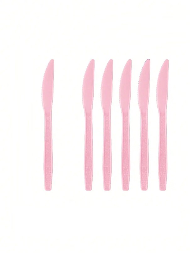 10 uds Cuchillos de plástico 16,6 cm Cuchillos de fiesta rosa claro Cubiertos de plástico para cumpleaños baby shower boda Decoración de mesa 1
